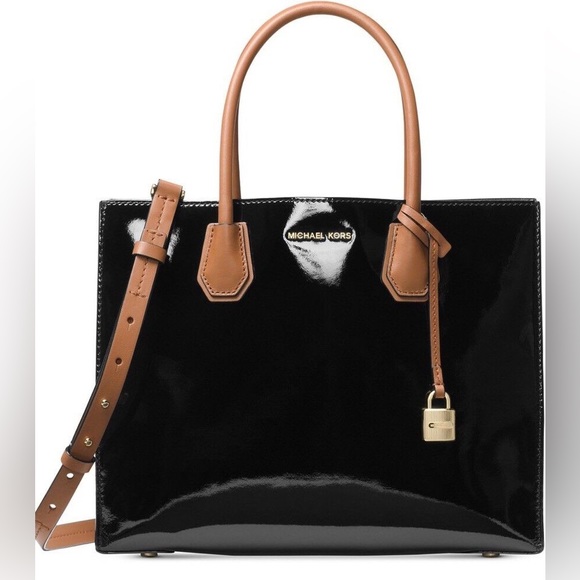 Michael Kors Medium Mercer Messenger Patent Leather Purse - Picture 2 of 16